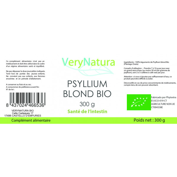 Psyllium blond bio 600g - Nutri Naturel